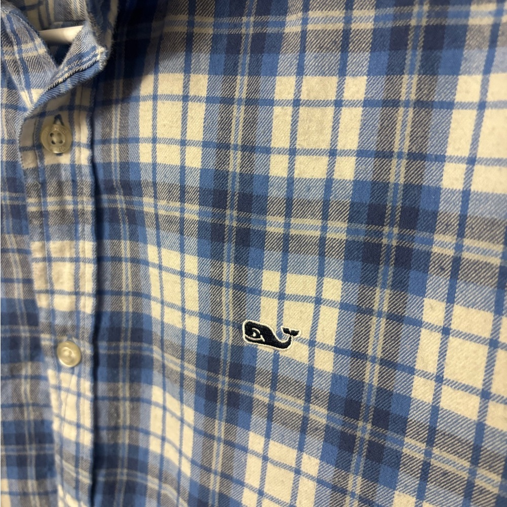 Vineyard Vines Men's White and Blue Check Shirt - Picture 4 of 8